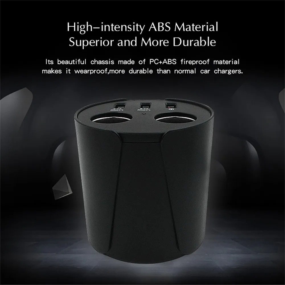 

Lighter Car Charger Matte Gray Mount Socket Stand 2 Cigaret 3 USB Charging