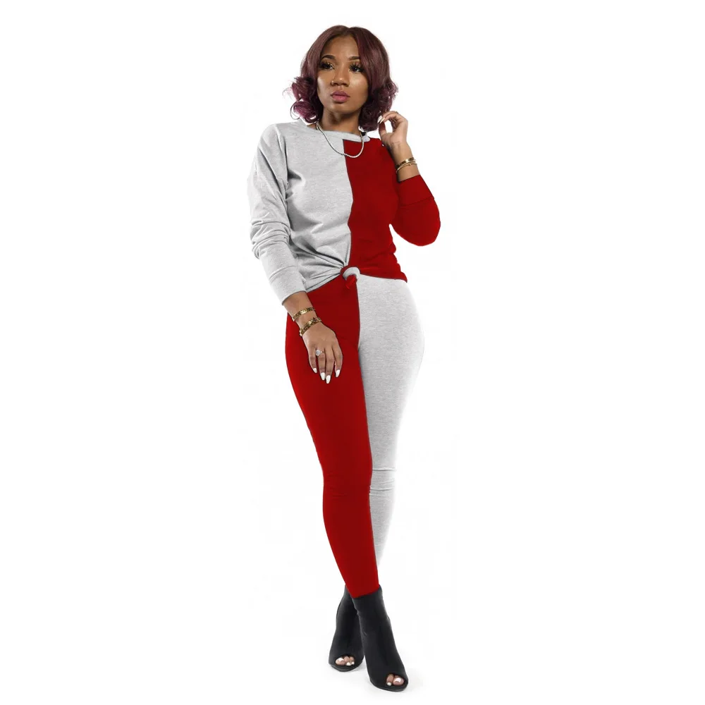 

Women's Tracksuit Color Block Splice Long Sleeve Sweatshirt Top and Skinny Pencil Leggings Autumn Clothes Club Outfit Sweatsuits
