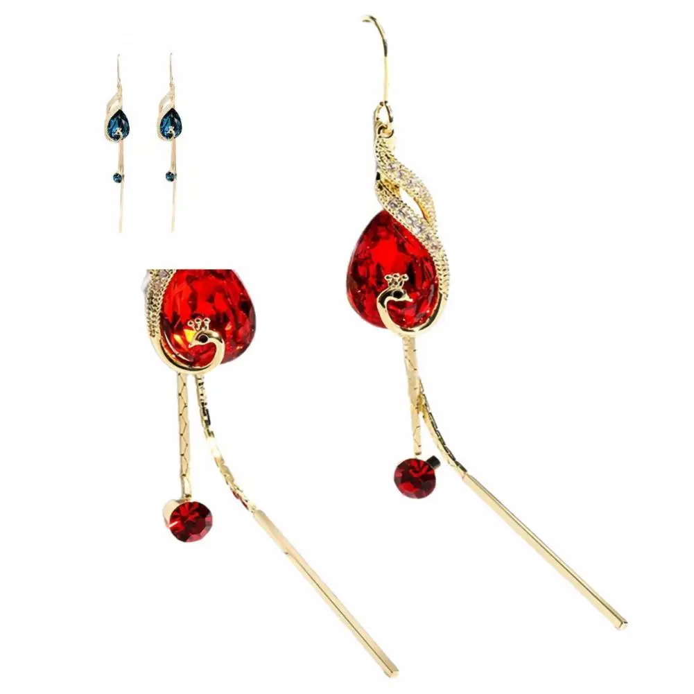 

1 Pair Linear Earrings Wear Resistant Drop Earrings Peacock Tassel Drop Earrings