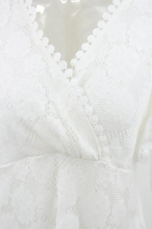 

Summer Lace Flower Dress Women 2021 Boho Ruffle Beach Dresses Short Sleeve V-Neck A-line Lady Party Sundress Female Vestidos