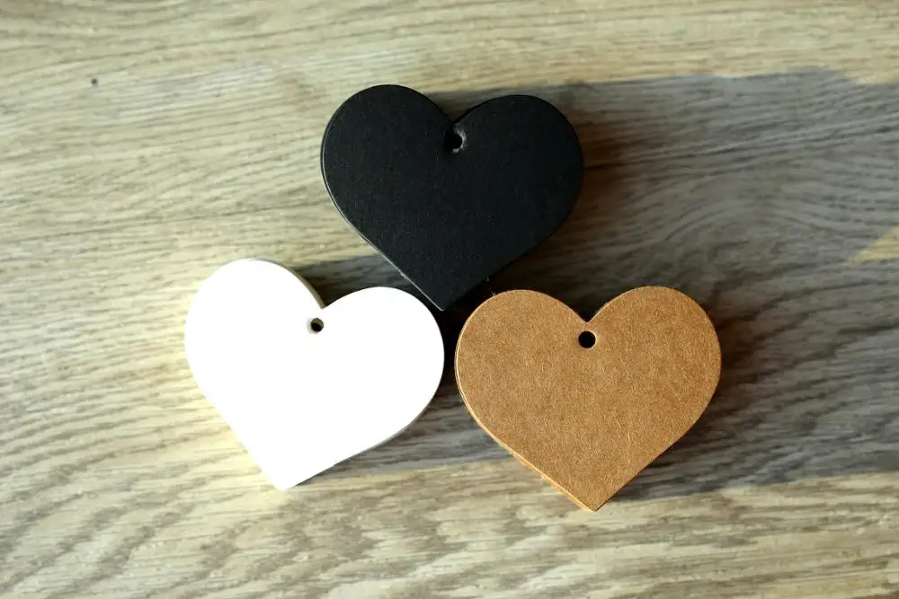 Ярлыки из крафт-бумаги в форме сердца белые черные коричневые садовые этикетки