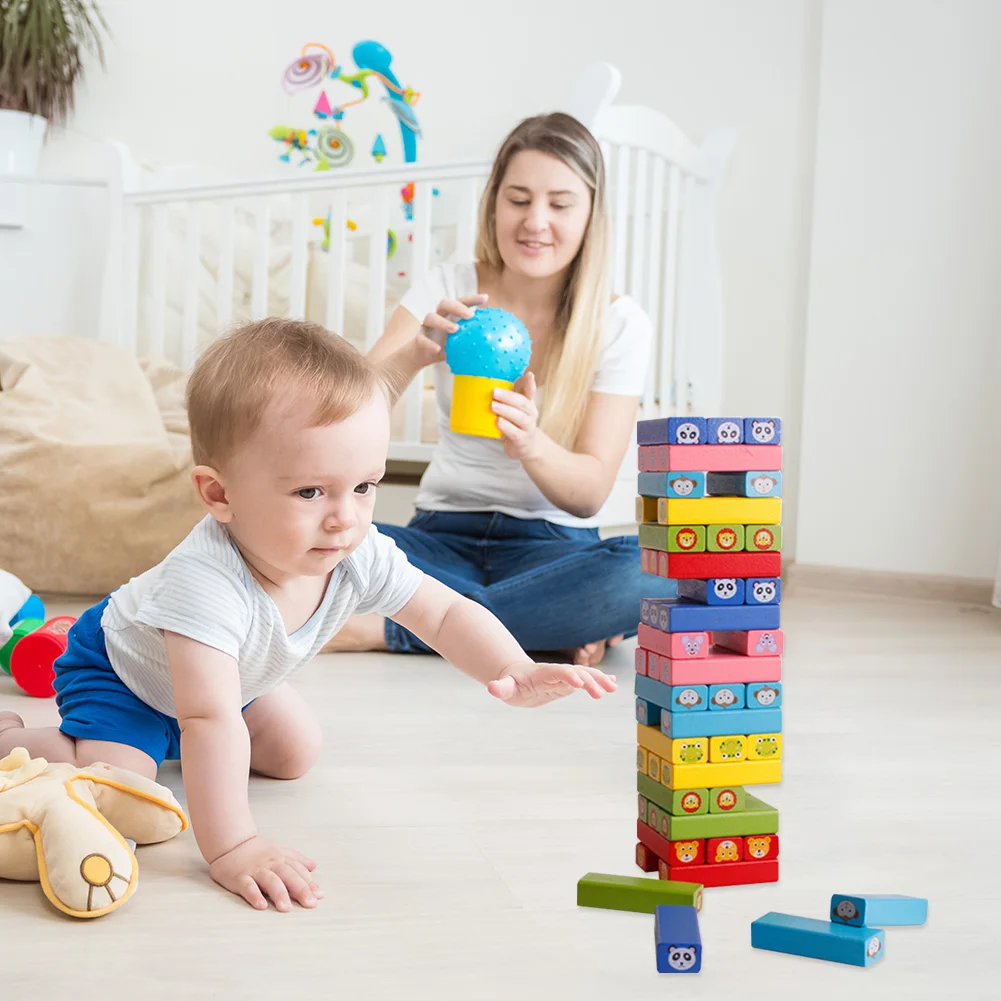 

Kids Stack Building Blocks Game Early Education Toys Colorful Wooden Model Tower Educational Learning Study Toy Gifts