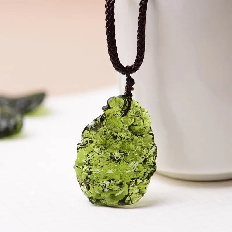 

Natural Meteorite Pendant Czech Glass Meteorite Rough Stone Pendant Necklace Rare Aerolite Falling Stone Party Gift About 5-10g