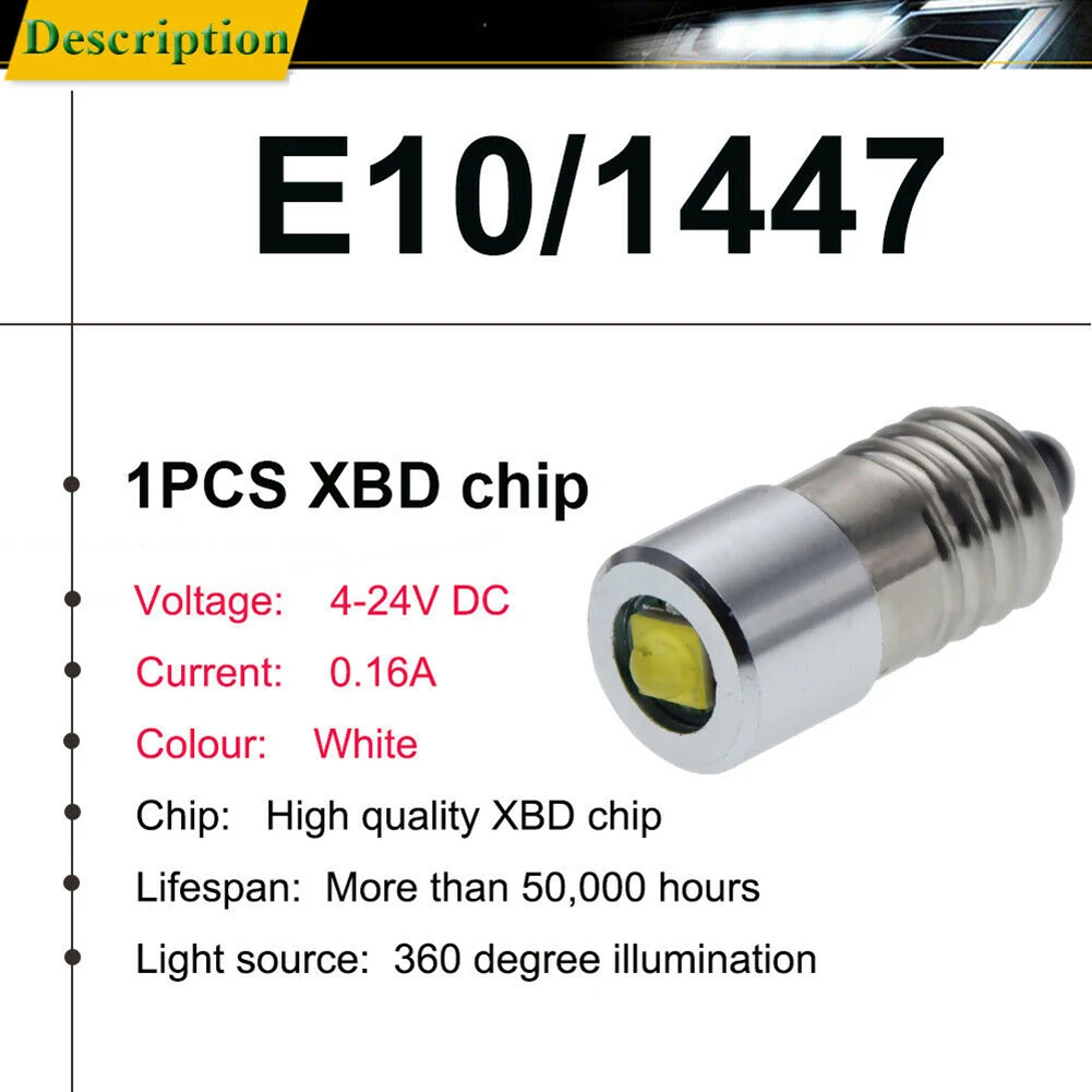 

E10 Replacement Bulbs LED Conversion Kits Universal 3V 4.5V 6V 12V 18V 24V 3W Flashlight Torch Bulb Pure White Light
