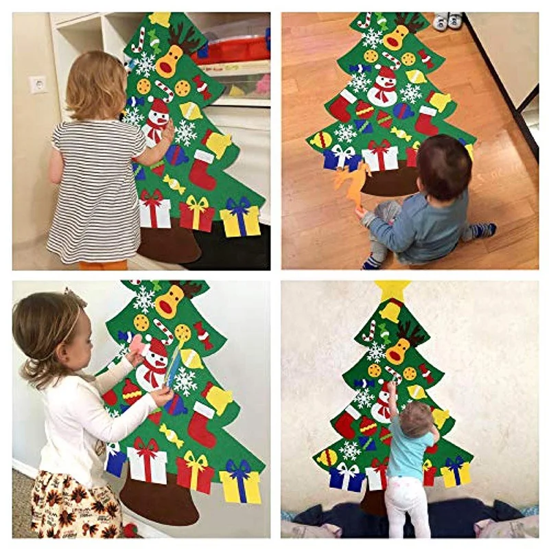 Войлочная Рождественская елка для детей 3.2Ft Diy с малышами 30 шт. украшения
