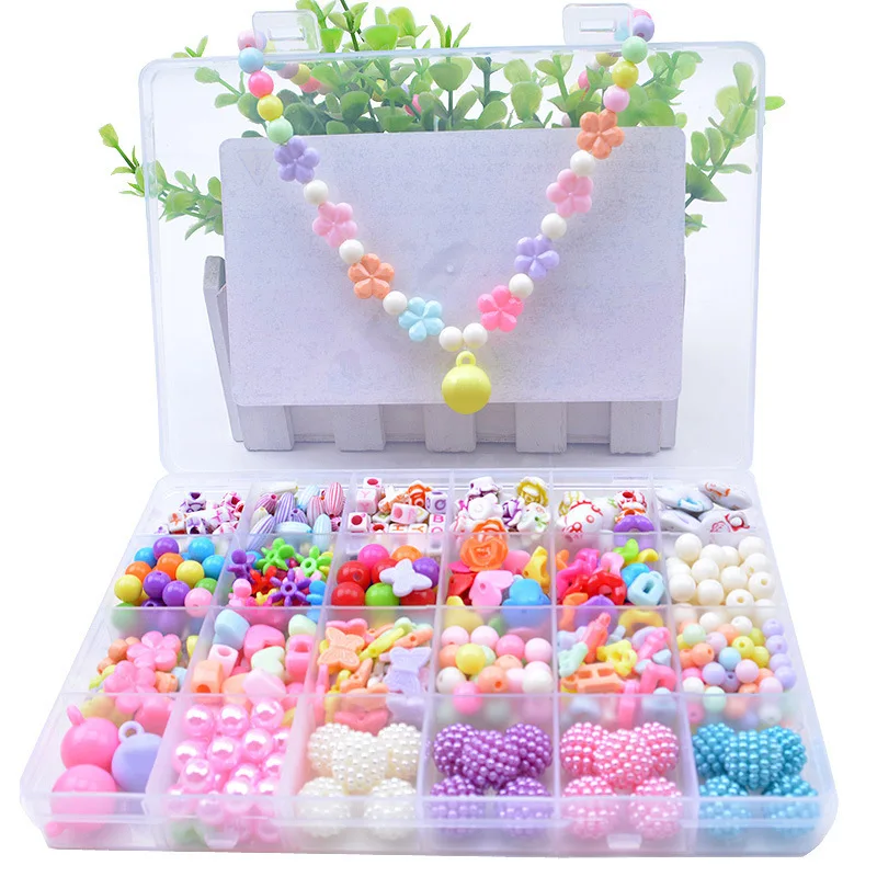 

DIY Handmade Beaded Toy with Accessory Set Children Creative 24 Grid Girl Jewelry Making Toys Educational Toys Children Gift