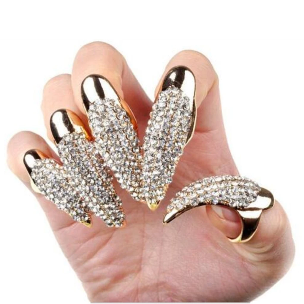 

5x красивое кольцо для ногтей из искусственного шелка с серебряным кольцом палец с запахом для женщин ювелирные изделия ногтей аксессуары М...
