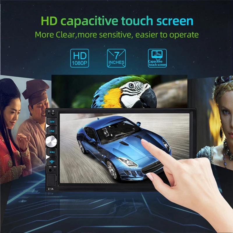 

2 Din Car Radio Android Auto Mp5 Video Player Bluetooth Handsfree Usb 7 inch Press Screen Stereo Audio with for Carplay