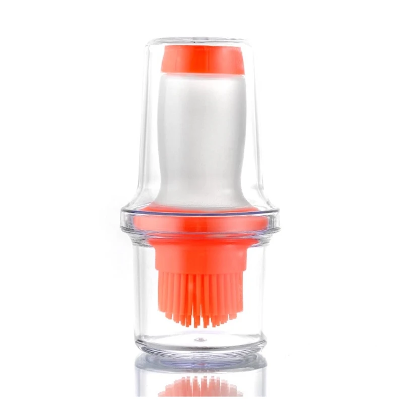 

W3JA Portable Silicone Oil Brush Bottle Barbecue Brush with Protective Cover Heat Resistant Baking Tools Pastry BBQ Outdoor