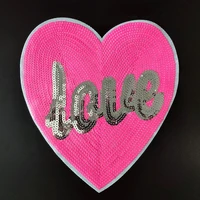 20cm heart love patch clothes stickers red sequins large biker badge iron on patches for clothing strange things christmas gift