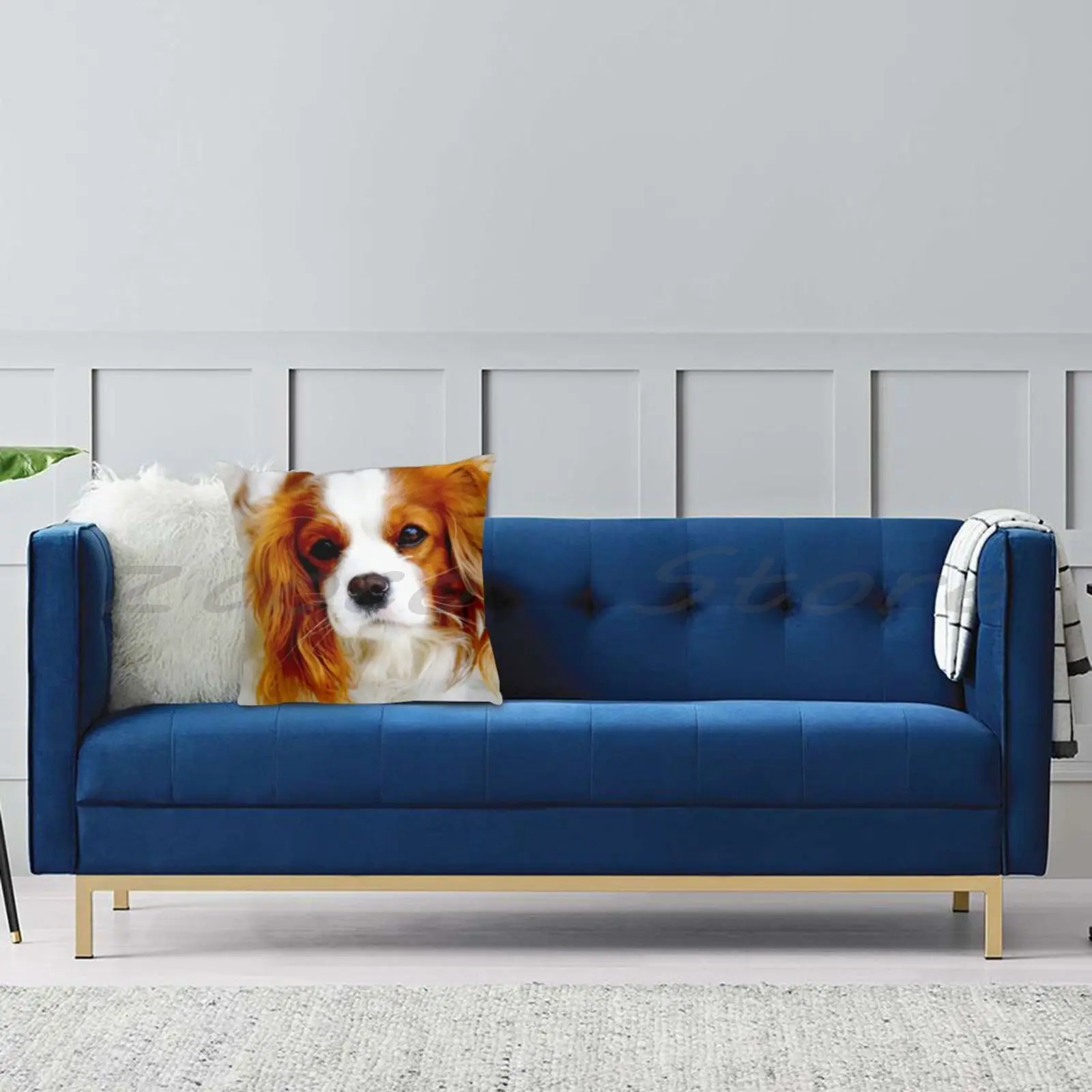 Наволочка для подушки Cavalier King Spaniel льняная плюшевая Мягкая сделай сам по