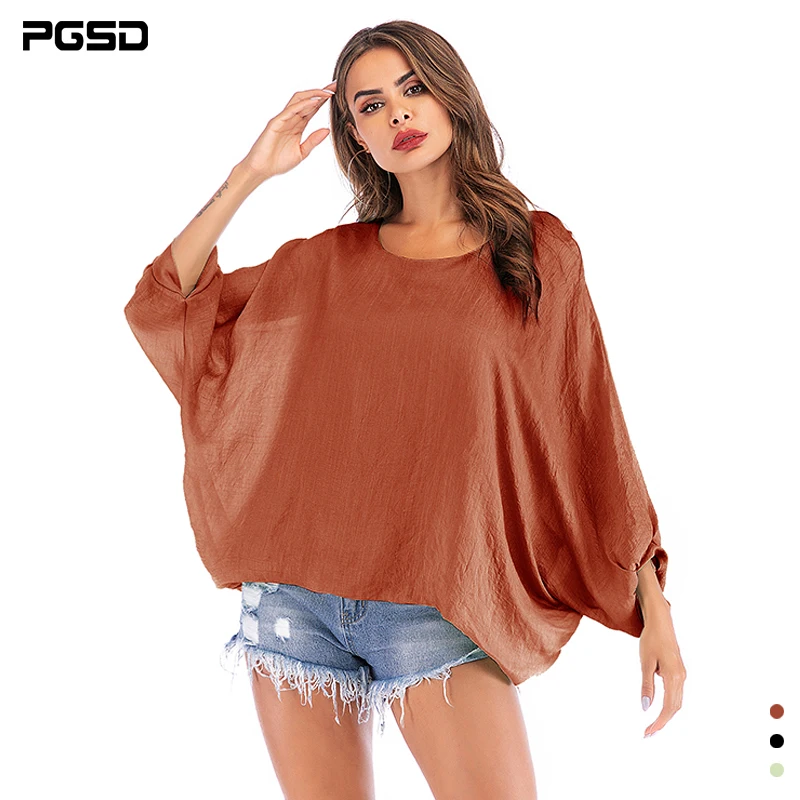 PGSD 2020 новая весенне летняя свободная простая однотонная женская футболка с