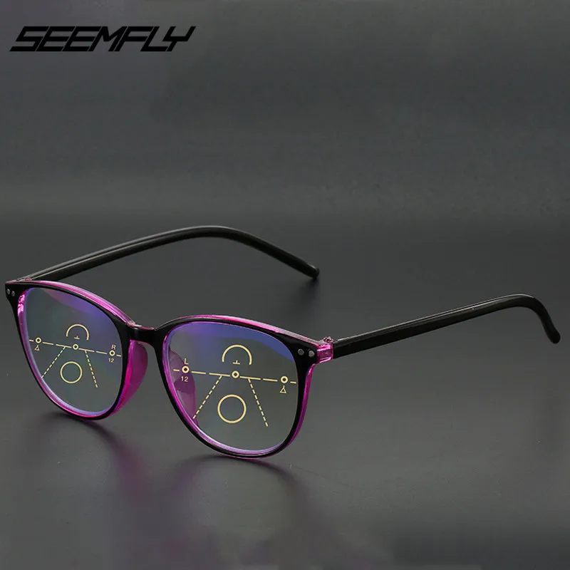 SEEMFLY ретро очки для чтения мужские дальние и близкие двойного назначения HD прогрессивный мульти-фокус анти-синий светильник старомодные очки