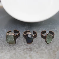 natural fluorite irregular shape quartz adjustable ringhealing crystal vintage stylish finger ring for women jewelry gift