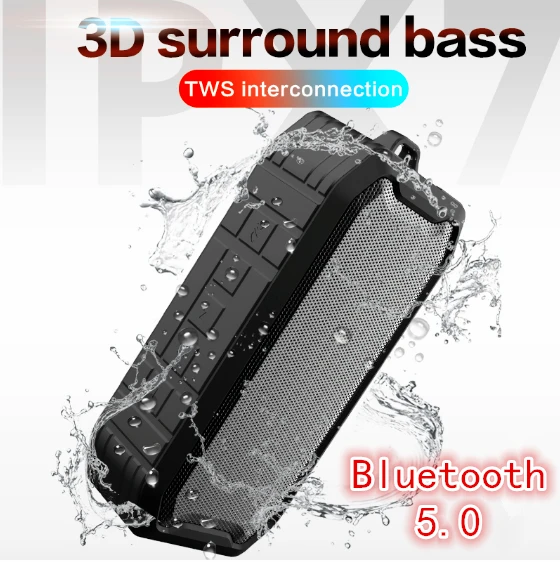 

Boombox Portable Speaker Wireless Bluetooth 5.0 Speakers Waterproof IPX7 Mini Column Box Speaker with Support TF card/USB/AUX/FM