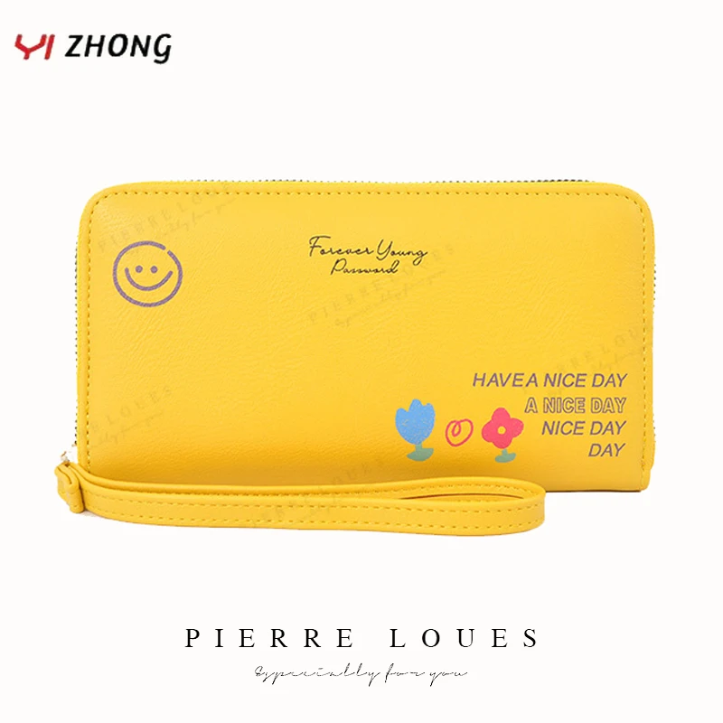 

Кожаные длинные роскошные кошельки YIZHONG для женщин, многофункциональный держатель для карт, кошелек для ежедневного клатча, женские кошель...