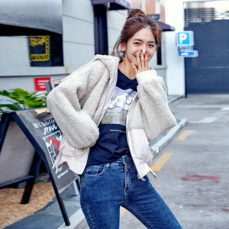 

Autumn Winter Fleece Casual Bomer Jacket Tide Fashion Slim Padded Pocket Parkas Full Sleeve Zippers Jackets Coat High Street