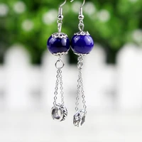 simple personality blue ceramic beads lady diy earrings fashion and elegant color glazed ceramic beads casual party ear jewelry