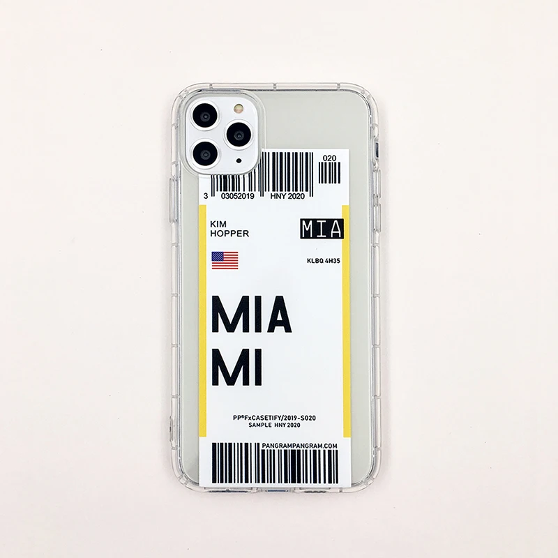 Miami Горячая Распродажа, американский городской ярлык, штрих-код, чехол для телефона, для iPhone X, XS, 11 Pro, MAX, XR, 6s, 7, 8 plus, простая буква, Нью-Йорк, прозрачный силиконовый чехол - Цвет: Miami