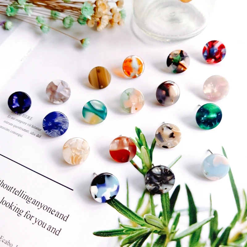 Цветные круглые ушные гвозди из уксусной кислоты материал для сережек сделай сам