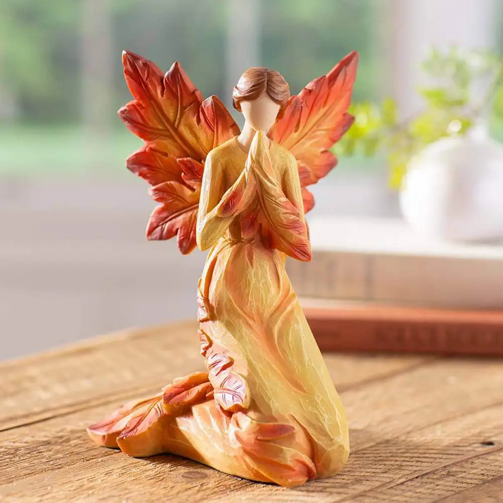 Молитвенный ангел скульптура Осеннее украшение ручная роспись креативная
