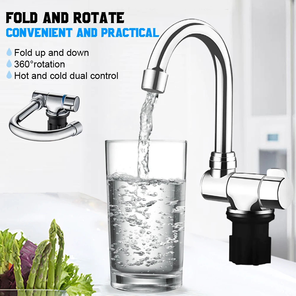 

Foldable RV Faucet 360 Degree Rotation 1/2 Inlet Thread Single Handle Cold & Hot Water Mixer Copper Faucet for RV Boat