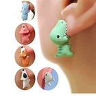 Серьги женские из мягкой глины с изображением животных