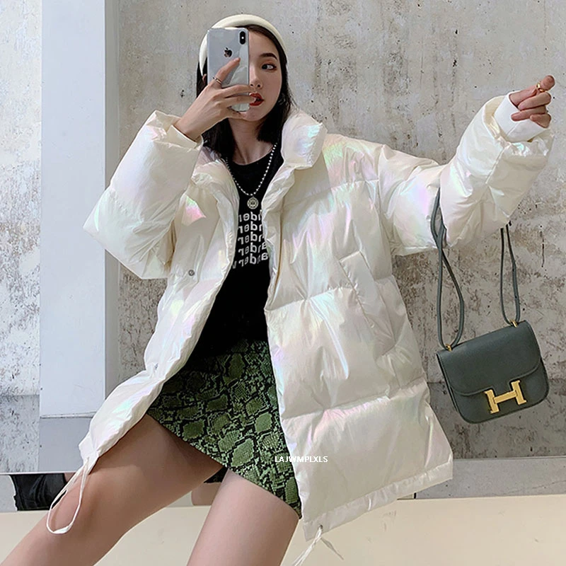 Женская длинная парка с воротником стойкой теплая пуховая Парка свободного