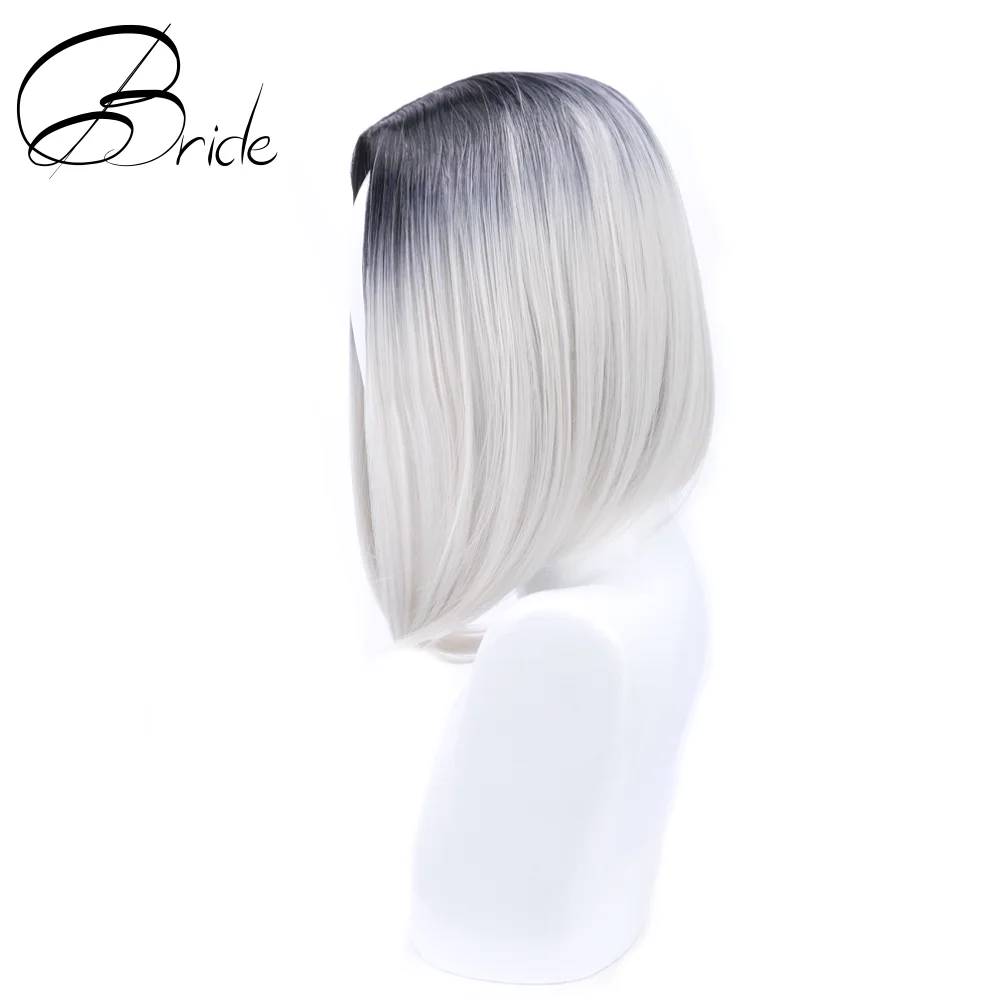 Короткие прямые парики для невесты зеленые женщин из синтетического волокна