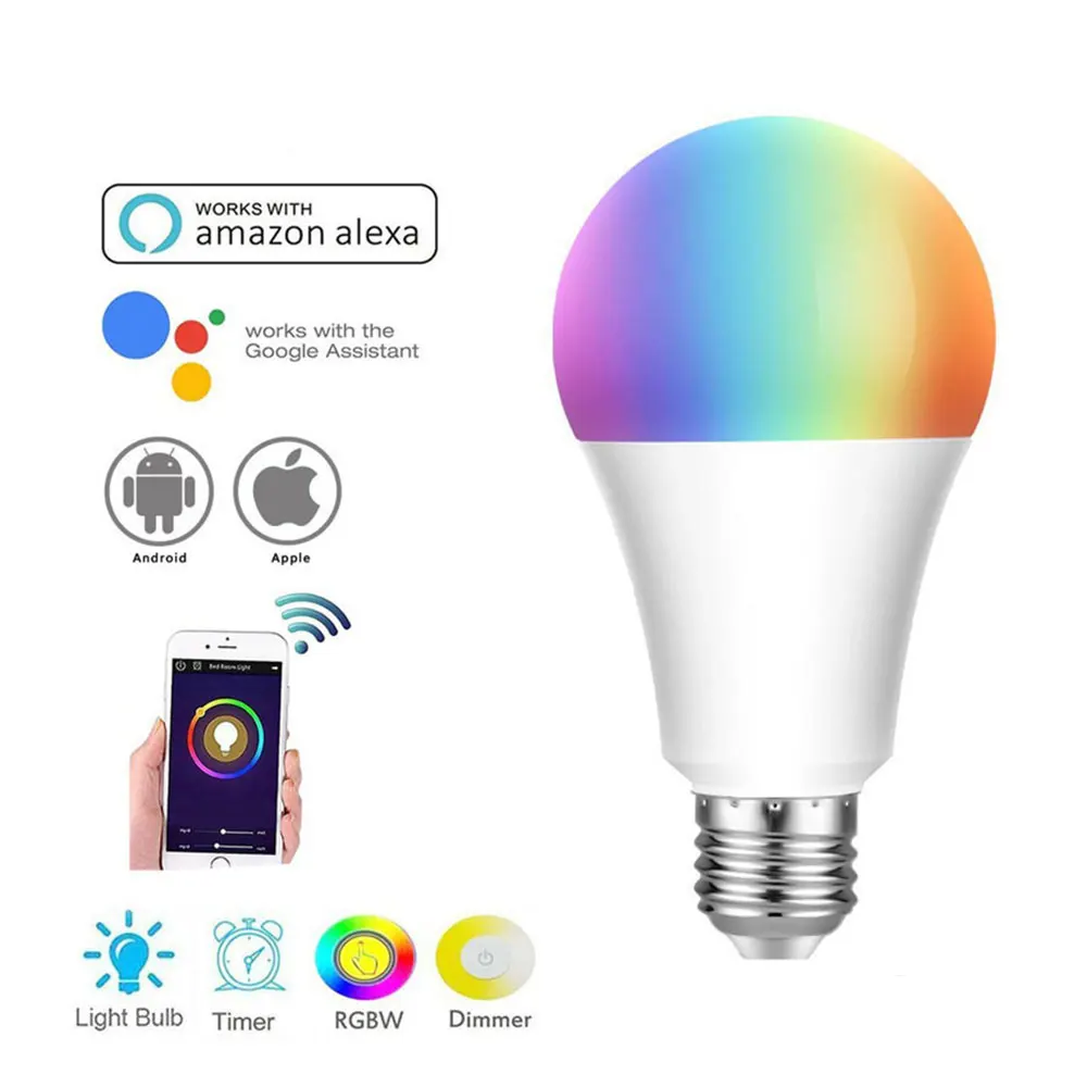 

Умная лампочка, Wi-Fi, 10 Вт, B22, E14, E26, E27, светодиодная лампа RGB с Alexa, Google Home, 85-265 в, голосовое управление, Волшебная лампочка для спальни