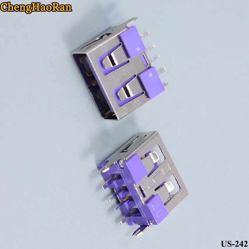 ЧенгХаоРан 1 шт. USB разъем женский типа А короткое тело 180 градусов прямой вертикальный разъем белого пластика с черным боковым соединителем.