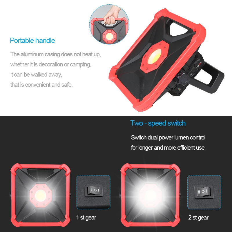 저렴한 Newone-20V 리튬 이온 LED 작업등, 휴대용 스포트라이트, 야외 캠핑 램프용 슈퍼 브라이트 Led 작업등 충전식