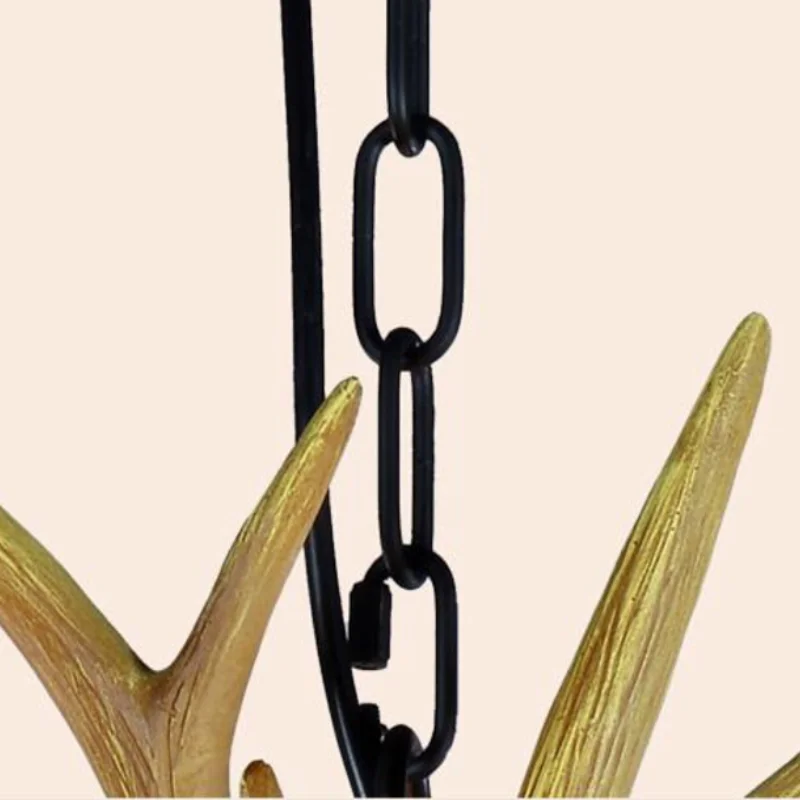 

Europe Country 6 Heads American Retro Chandelier Light Resin Deer Horn Antler Glass Lampshade Decoration, E27 110-220V