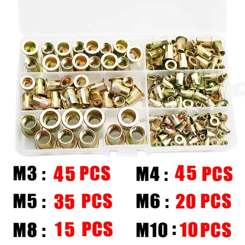 

Rivet nut assembly 175 box galvanized color pull rivet m3 / 4 / 5 / 6 / 8 / 10 flat head cylindrical pull cap nut set hardware