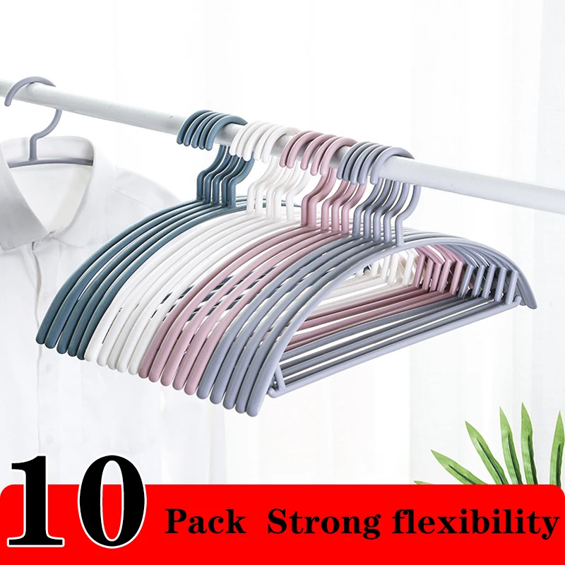 

10 Pack Non-Slip Wardrobe Hangers Plastic Clothes Hangers Closet Organizer for Pants Scarf Hat Household Storage Coat Rack