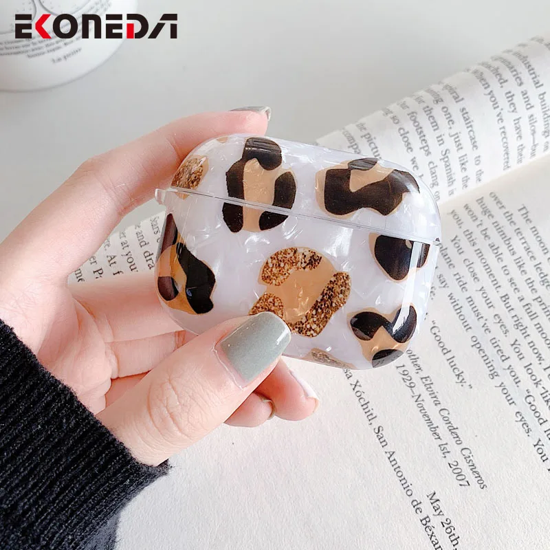 EKONEDA Bling Leopard Printed Case For Airpods Pro Silicone Cover Soft Protective Luxury Shell Airpod |