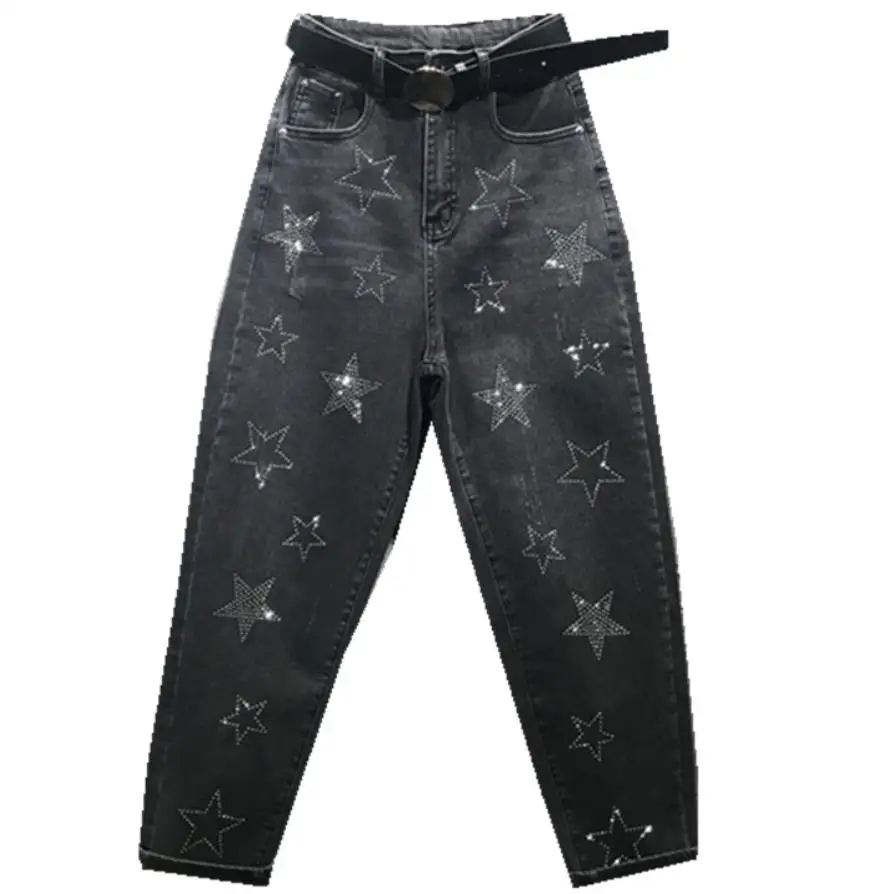 2019 Осенние новые модные джинсы для женщин тяжелая промышленность Горячая