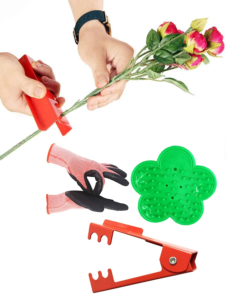 

3PCS Garden Tool Gardening Rose Pruning Gauntlet Gloves Rose Plier Removing Burrs Scissors Flower Rose Thorn Stem Leaf Stripper