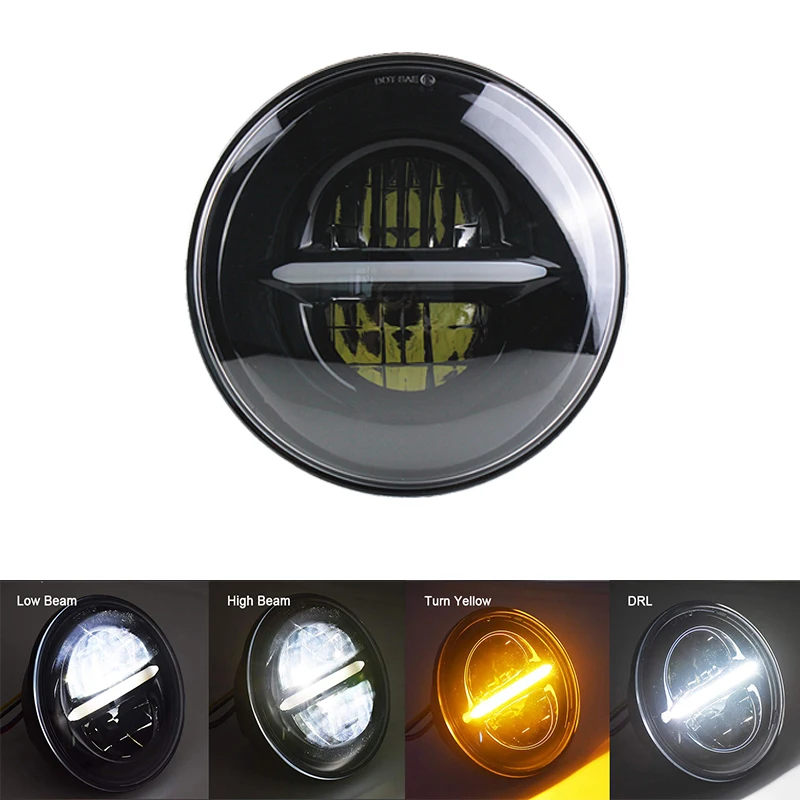 Светодиодный ная фара для мотоцикла 7 дюймов 60 Вт с гало H4 дальний и ближний свет