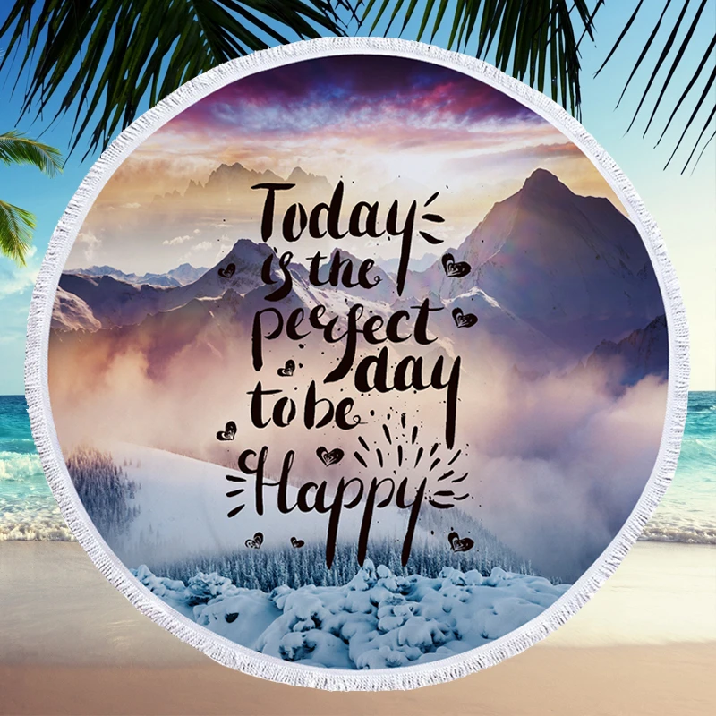 Пляжное полотенце из микрофибры для взрослых и детей с надписью пейзажным узором