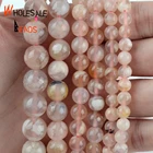 Бусины из натурального камня 681012 мм, розовые Агаты вишни, круглые свободные бусины-разделители, аксессуары для браслетов 15 дюймов