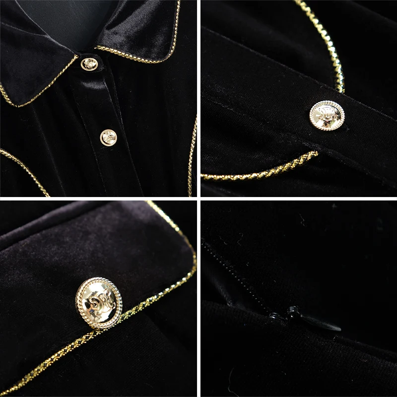 Fashionable OL temperament bright silk and velvet shirt + bag cover A word skirt suits the new female 2020 winter