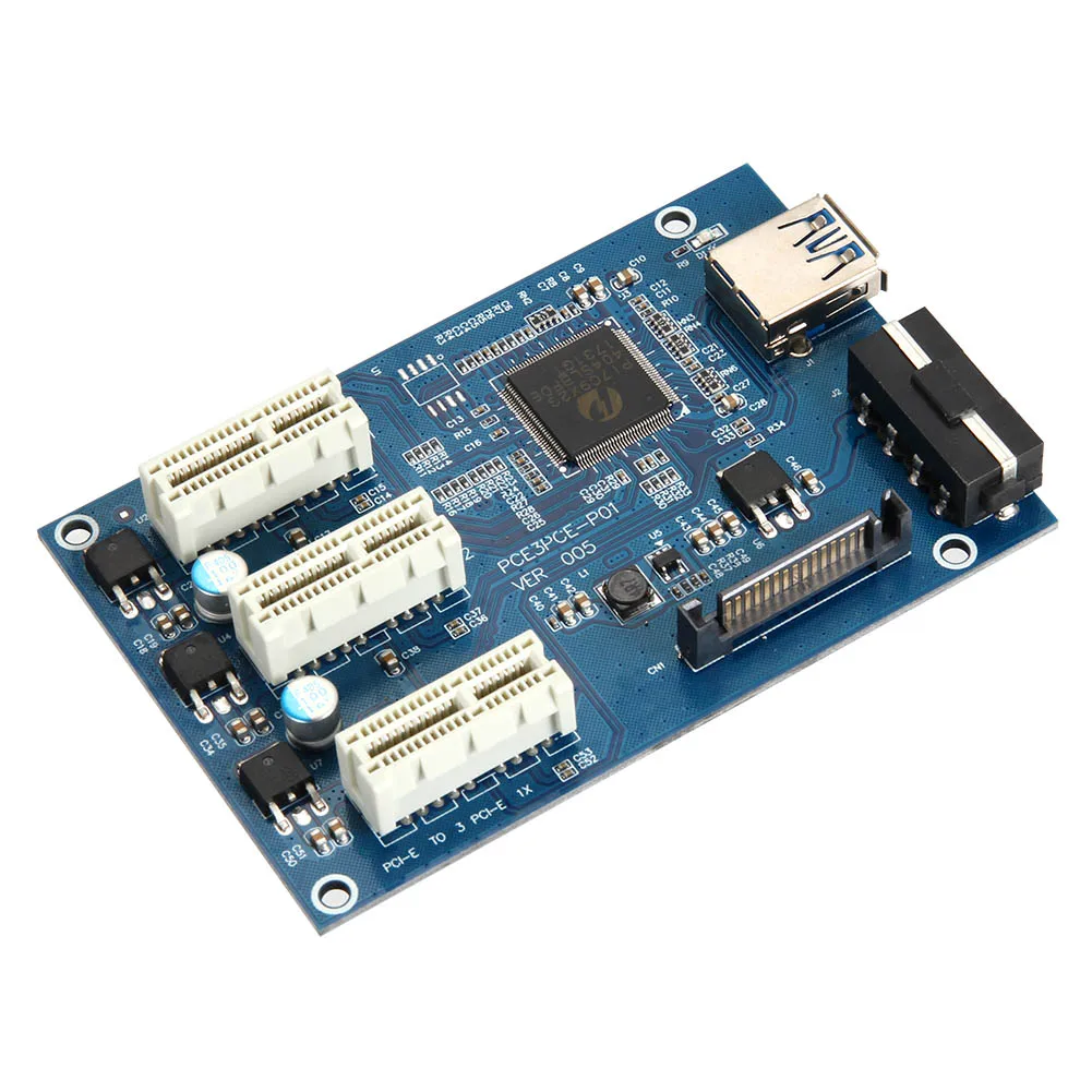 

PCI-e Express 1X to 3 Port 1X Switch Multiplier HUB Riser Card +USB Cable DU55