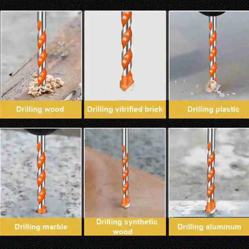 

10Pcs Drill Bits Triple-Cornered Handle Alloy Drill Bits 6mm Blade Diameter for Ceramic Glass Hole Wall Cobalt