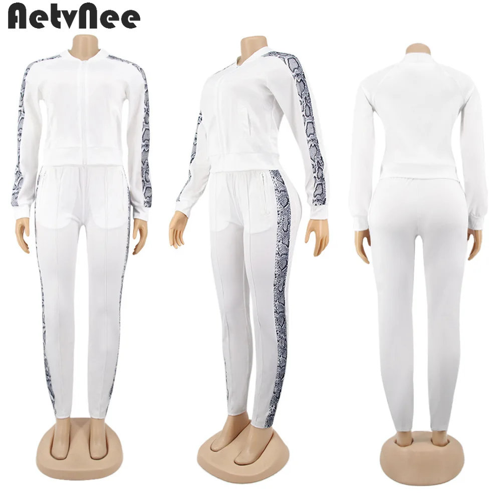 

Spliced Solid 2 Two Piece Set Women 2021 Autumn O-Neck Zipper Coat Drawstring Slim Tracksuit Sets Fitness Street Casual Clothes