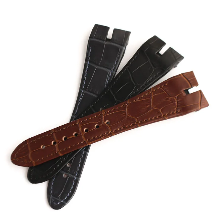 Black dark blue 26mm Genuine Leather watchband strap special for Roger Dubuis EXCALIBUR series bracelet