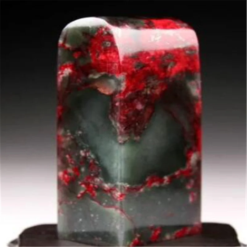 

Hand Engraved Seal in Jade Stone, 100% Natural, Peach Blossom