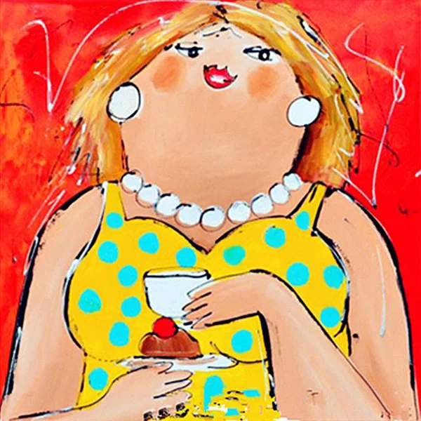 

5D Round Drill Modern Home Decoration Diy Diamond Painting Cartoon Fat Lady Needlework Full Diamond Embroidery Painting