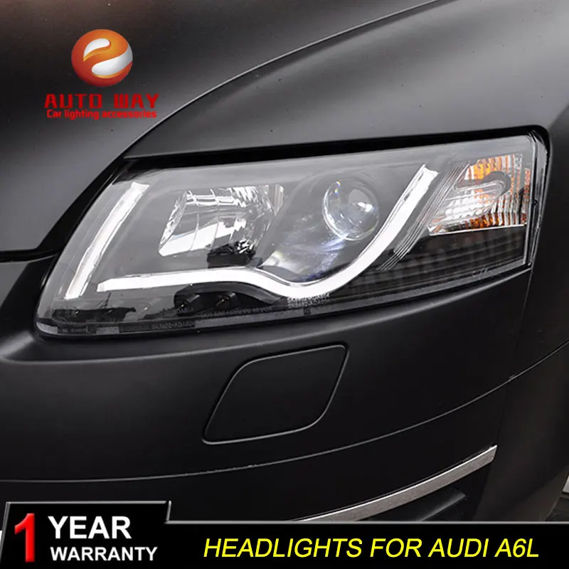 Автомобильный Стайлинг головной лампы фары чехол для Audi A6L 2005-2012 A6 DRL Объектив