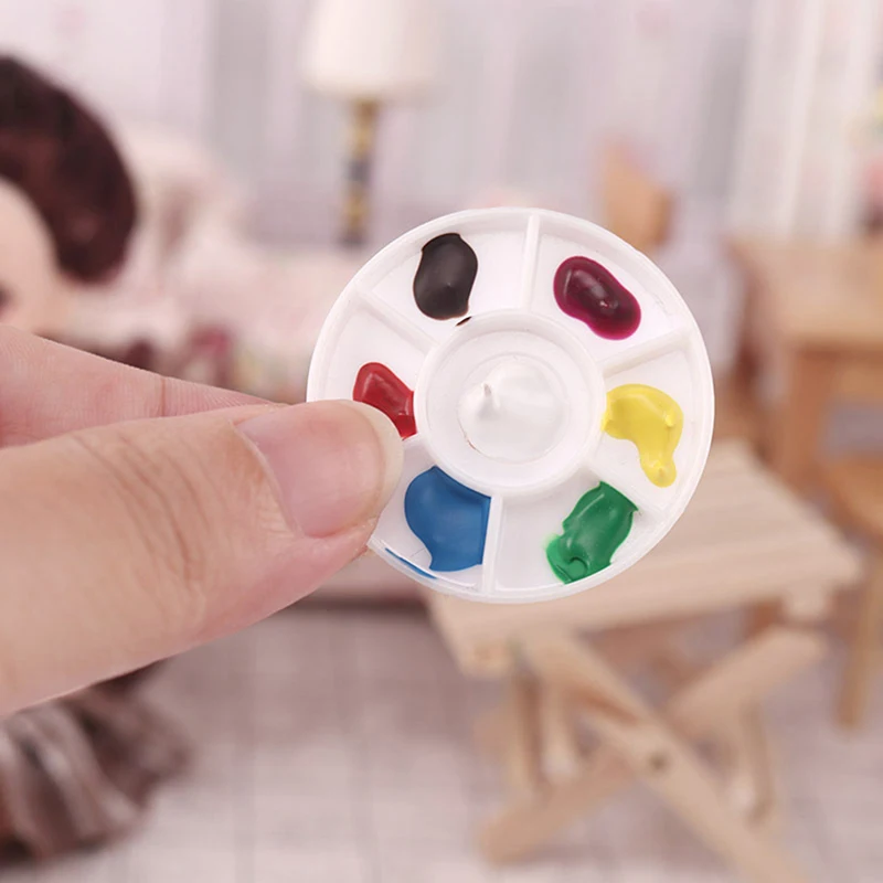 

1:12 doll house diy Accessories Dollhouse Furniture Color Palette Model Miniature art palette mini model paint box
